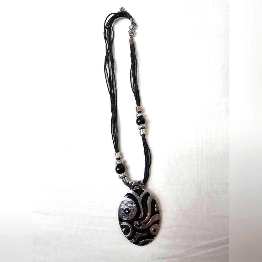 INDIGENOUS silver inspired pendant and bead necklace